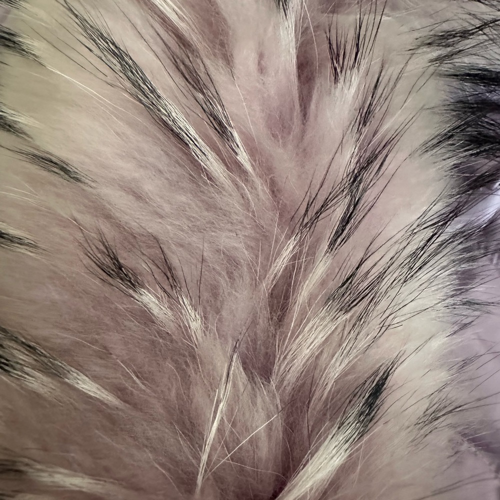 Real Fur Real Down Lavender Puffer Jacket Detachable Hood Pockets L - Picture 11 of 13